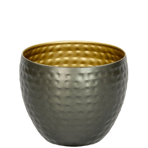 silveren pot voor kamerplant