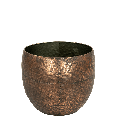 bronskleurige metalen bloempot groot