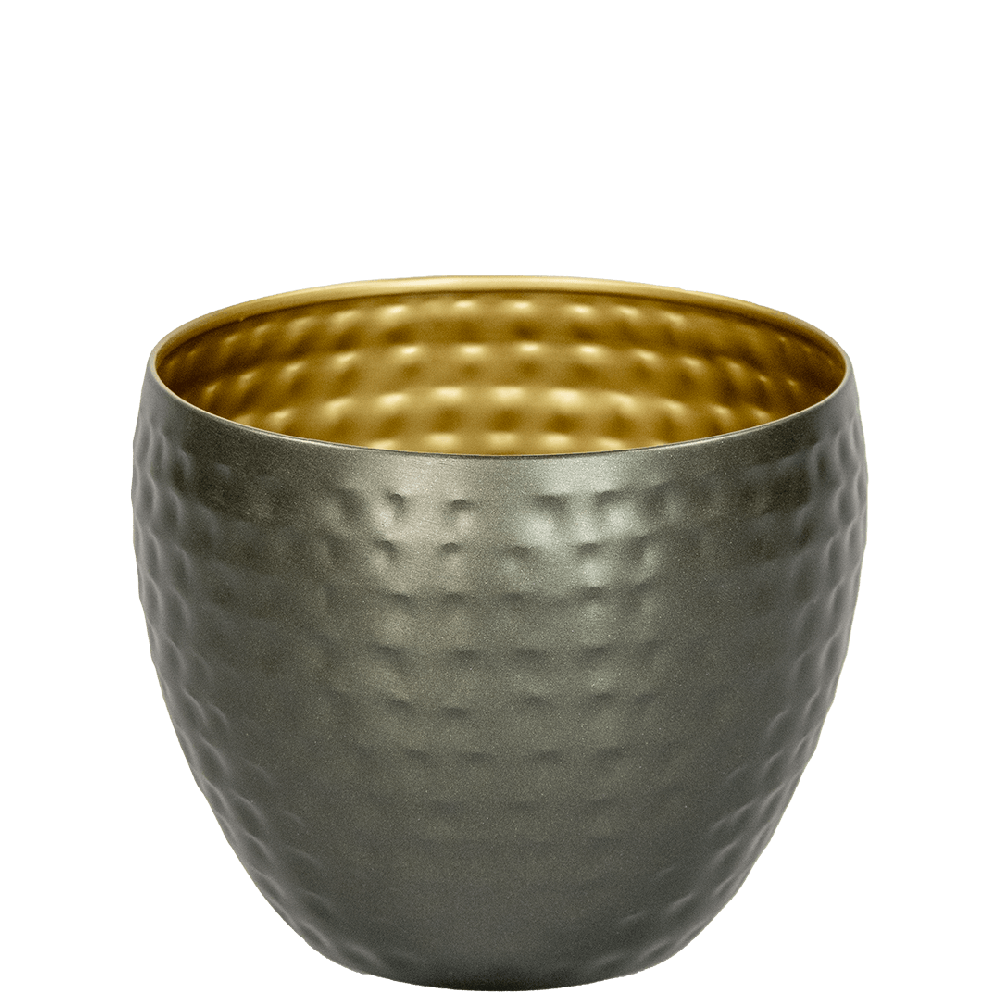 silveren pot voor kamerplant